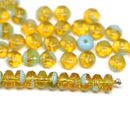2x3mm Topaz blue rondelle tiny czech glass spacers, 50Pc