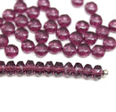 2x3mm Dark purple rondelle tiny czech glass spacers, 50Pc