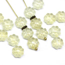 9mm Pale yellow Czech glass daisy flower beads, 20pc