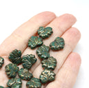 11x13mm Dark green maple leaf beads with luster - 15pc