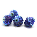 13x11mm Dark blue Czech glass large baroque bicones, 4Pc