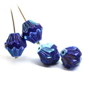 13x11mm Dark blue Czech glass large baroque bicones, 4Pc