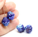 13x11mm Dark blue Czech glass large baroque bicones, 4Pc