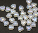 6mm Small opal white Czech glass beads AB ornament - 30pc