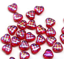 6mm Small red Czech glass beads AB ornament - 30pc