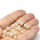 5x7mm Opal pale yellow Czech glass rondelle spacers, 20pc