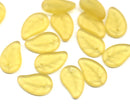 14x9mm Frosted yellow Czech glass leaves, 15pc