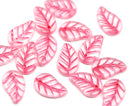 14x9mm Bright pink Czech glass leaves, 15pc