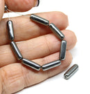 14x4mm Gunmetal metallic long stick czech glass beads, 12pc