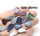 14x9mm Vitrail Czech glass leaves, 15pc