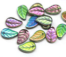 14x9mm Vitrail Czech glass leaves, 15pc