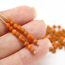 3mm Brown orange melon shape glass beads, 4gr