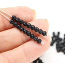 3mm Jet black melon shape glass beads, 4gr