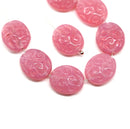 17x14mm Opal pink flat oval wavy czech glass beads, 6Pc