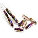 15x6mm Vitrail coating long bicones czech glass beads - 10Pc