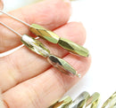 15x6mm Gold coated long bicones czech glass beads - 10Pc