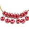 6x9mm Red opaque luster czech glass beads 3mm hole rondelle, 15Pc
