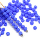 3mm Frosted periwinkle blue melon shape glass beads, 5gr