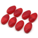 15x9mm Matte red oval rhombus diamond shape beads - 8pc