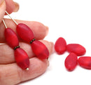 15x9mm Matte red oval rhombus diamond shape beads - 8pc