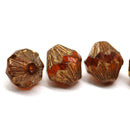 13x11mm Topaz Czech glass large baroque bicones, gold luster, 4Pc