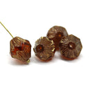 13x11mm Topaz Czech glass large baroque bicones, gold luster, 4Pc