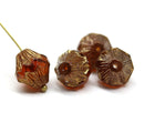 13x11mm Topaz Czech glass large baroque bicones, gold luster, 4Pc