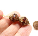 13x11mm Topaz Czech glass large baroque bicones, gold luster, 4Pc