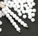 3mm White melon shape glass beads, 4gr