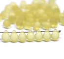 5x7mm Frosted light topaz teardrops czech glass beads, 50pc