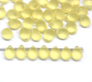 5x7mm Frosted light topaz teardrops czech glass beads, 50pc