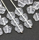 8mm Crystal clear flower beads czech glass, 20pc