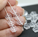 8mm Crystal clear flower beads czech glass, 20pc