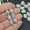 10x7mm Puffy oval clear czech glass pressed beads, silver wash, 20pc
