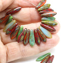 5x16mm Dagger mix Picasso finish czech glass beads, 20pc