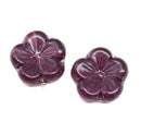 22mm Dark purple large czech glass flower beads, 2pc