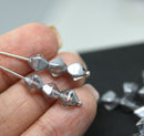 6mm Clear bicone Czech glass beads, silver coating, 30Pc