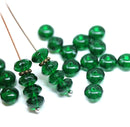 4x7mm Emerald green rondelle beads Czech glass - 25pc