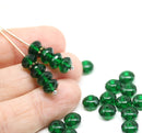 4x7mm Emerald green rondelle beads Czech glass - 25pc