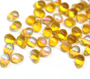 5x7mm Honey yellow glass drops amber topaz czech glass, 50pc