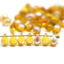 5x7mm Honey yellow glass drops amber topaz czech glass, 50pc