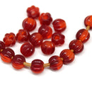 2.5mm hole red orange mixed 8mm melon shape beads - 20pc