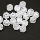 2.5mm hole frosted clear white stripes 8mm melon shape beads - 20pc