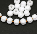 2.5mm hole opaque white 8mm melon shape beads - 20pc