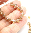 6mm Smokey topaz bicone Czech glass beads, luster, 30Pc