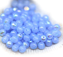 3mm Periwinkle blue beads Czech glass small druk spacers, 8g