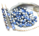 3mm Periwinkle blue silver beads Czech glass small druk spacers, 8g