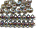 3x5mm Pale blue picasso rondelle beads, czech glass, 40pc