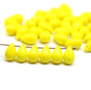 6x9mm Bright yellow czech glass teardrop beads, 40pc