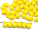 6x9mm Opaque yellow czech glass teardrop beads, 40pc